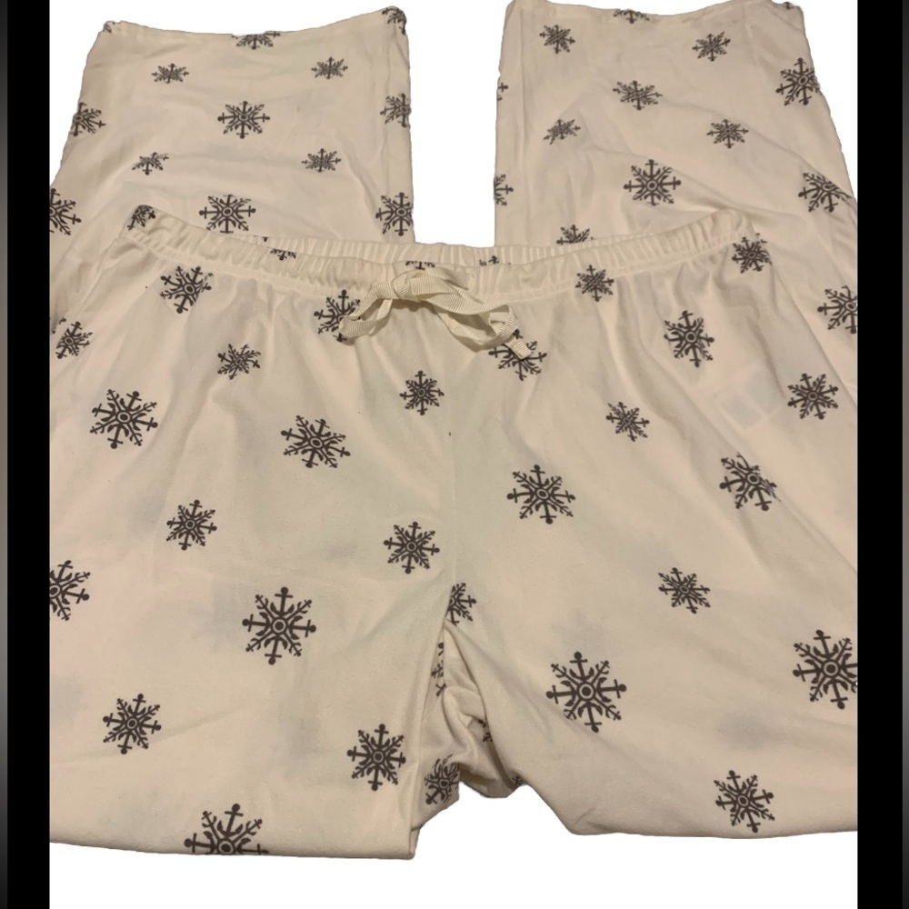 Nautica WOMENS Pj/Lounge Pants Fleece Frost White w Gray Snowflake Large